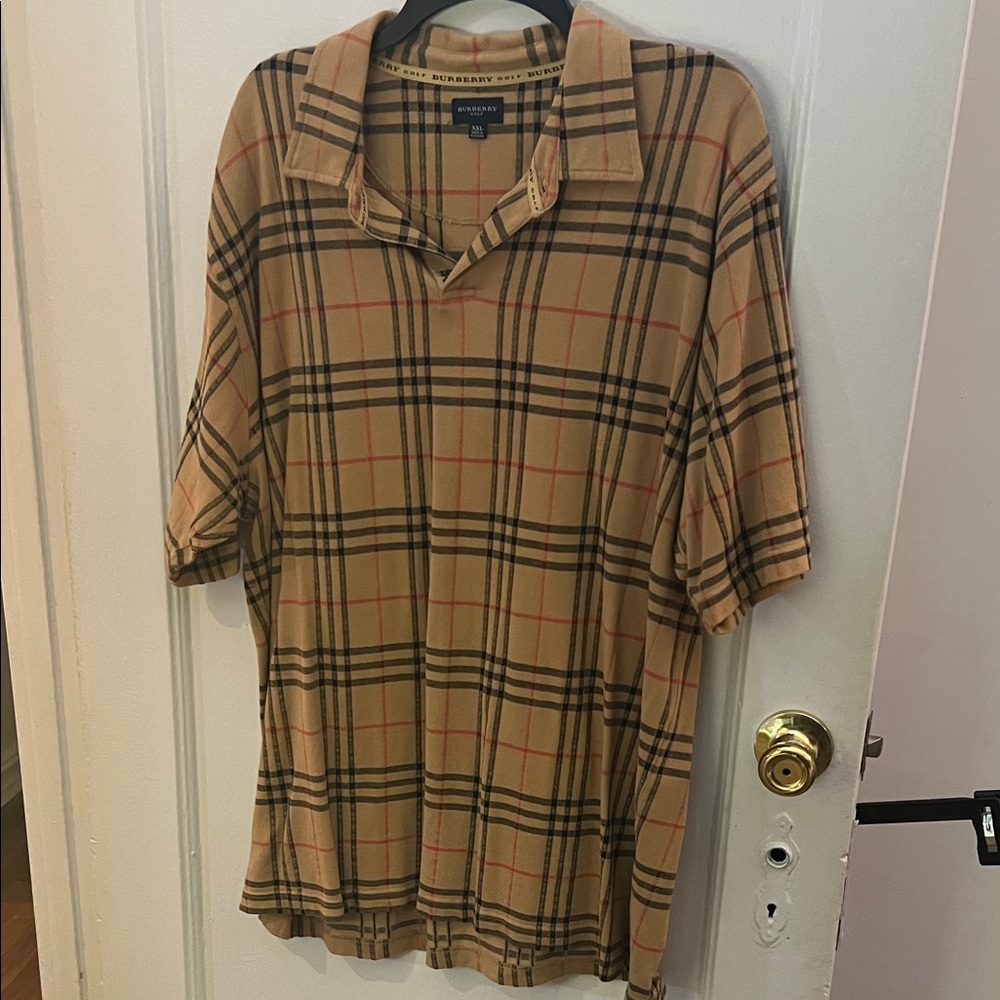 Burberry Beige Checkered Polo Shirt